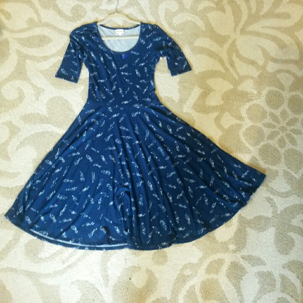 LulaRoe Nicole Dress NWT Small Blue